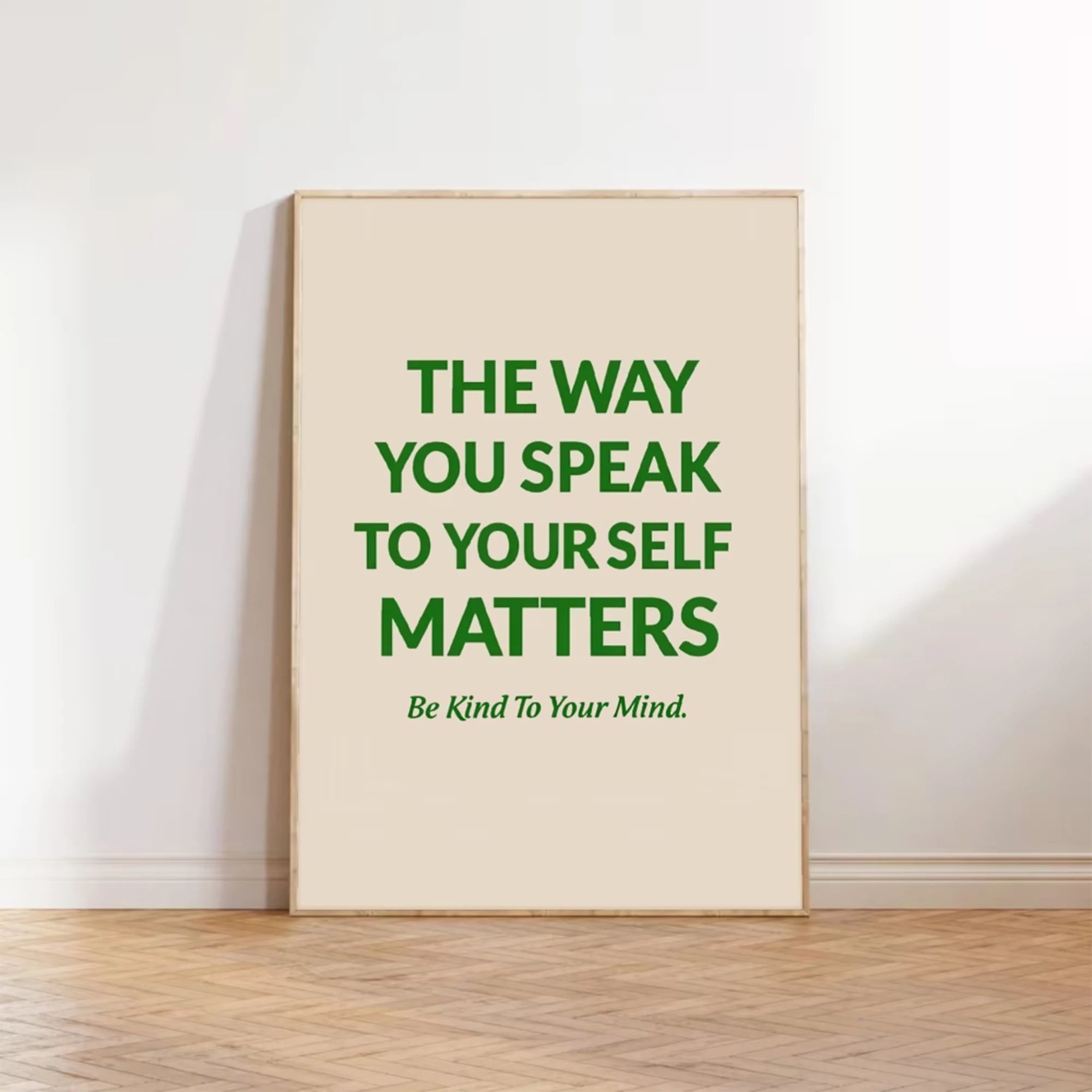 Modern The Way You Speak To Yourself Matters Bold Green Wall Art Print Canvas Painting Poster Picture For Living Room Home Decor