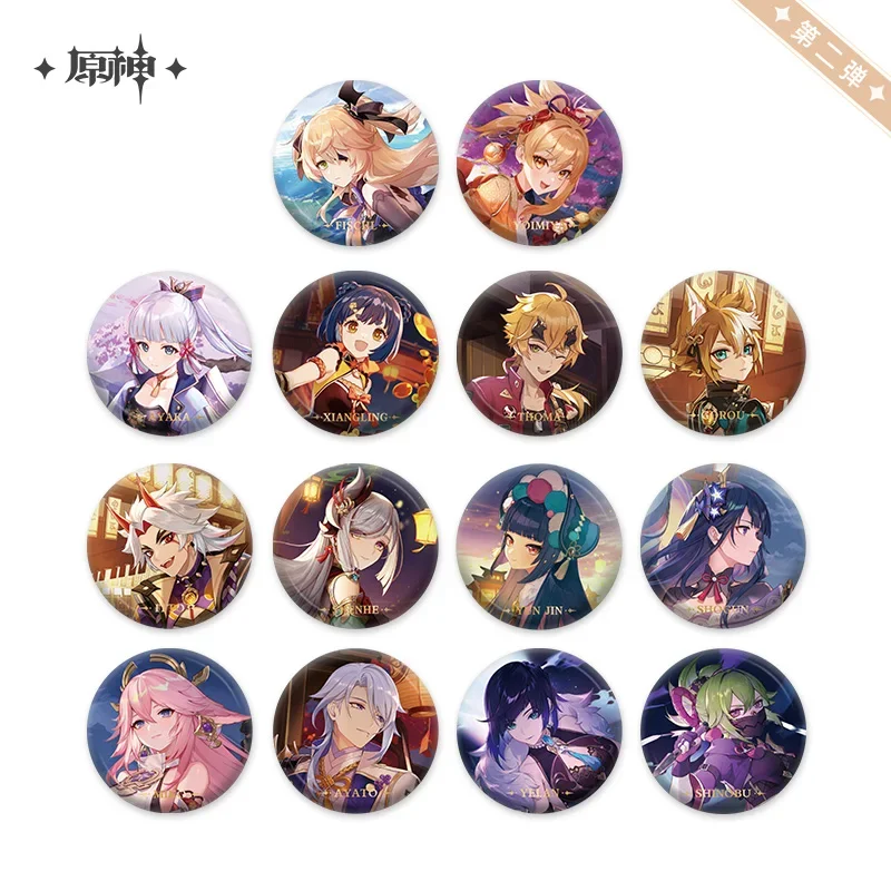 Game anime figure theme series character badge Genshin Impact around Tartaglia Eula Lawrence Klee Kaedehara Kazuha Fischl Xiao