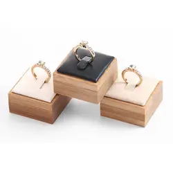 Retro Wooden Ring Display Stand Jewelry Display Props Jewelry Packaging Case Leather and Velvet Jewelery Box Ring Display Stand