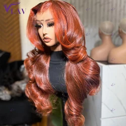 350 Ginger color 13×6 HD Lace Frontal Wig 360 HD Transparent Lace Wigs PrePlucked For Women Glueless Wigs Human Hair Body Wave