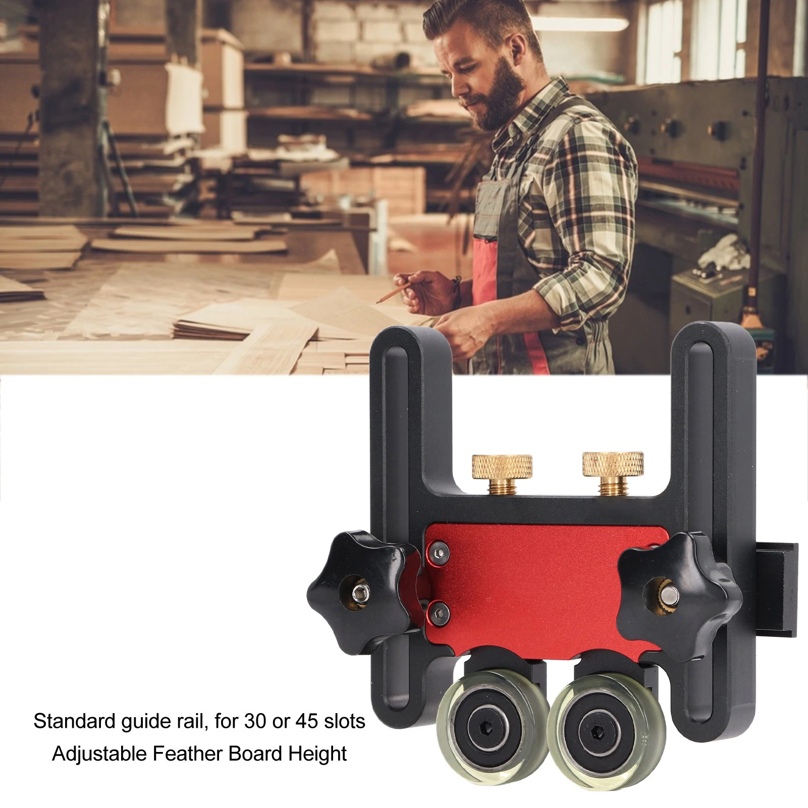 

Table Saw Stock Roller Standard Rail Aluminum Alloy Adjustable Height Woodworking Feeding Roller for Desktop Saws