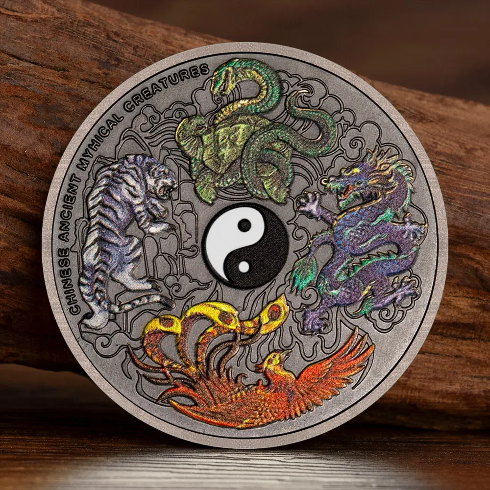 Pièce Commémorative – Dragon Chinois – 4 Cm – Alliage – Collection – Cadeau Mythologie
