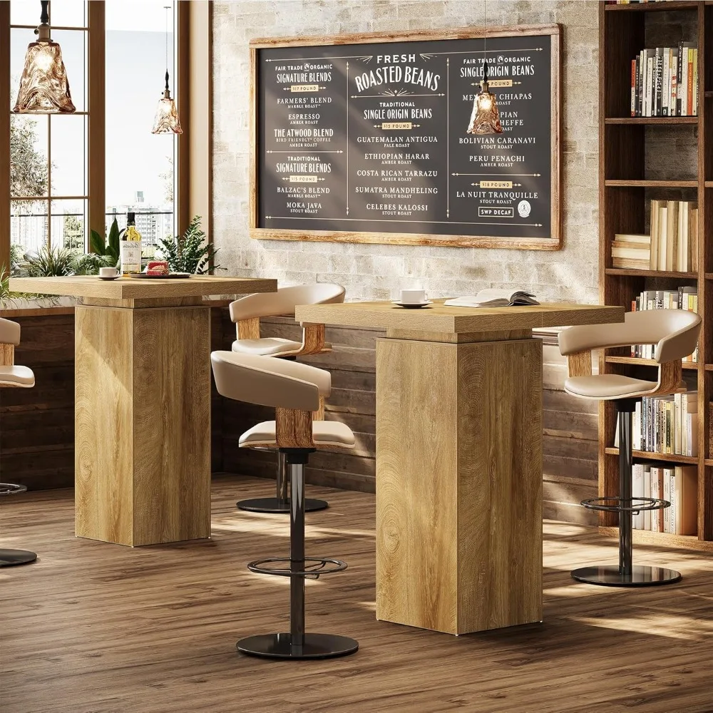 Square Bar Table, 39.4" H Industrial High Top Bistro Pub Cocktail Table, Small Counter Height Dining Table, Customized