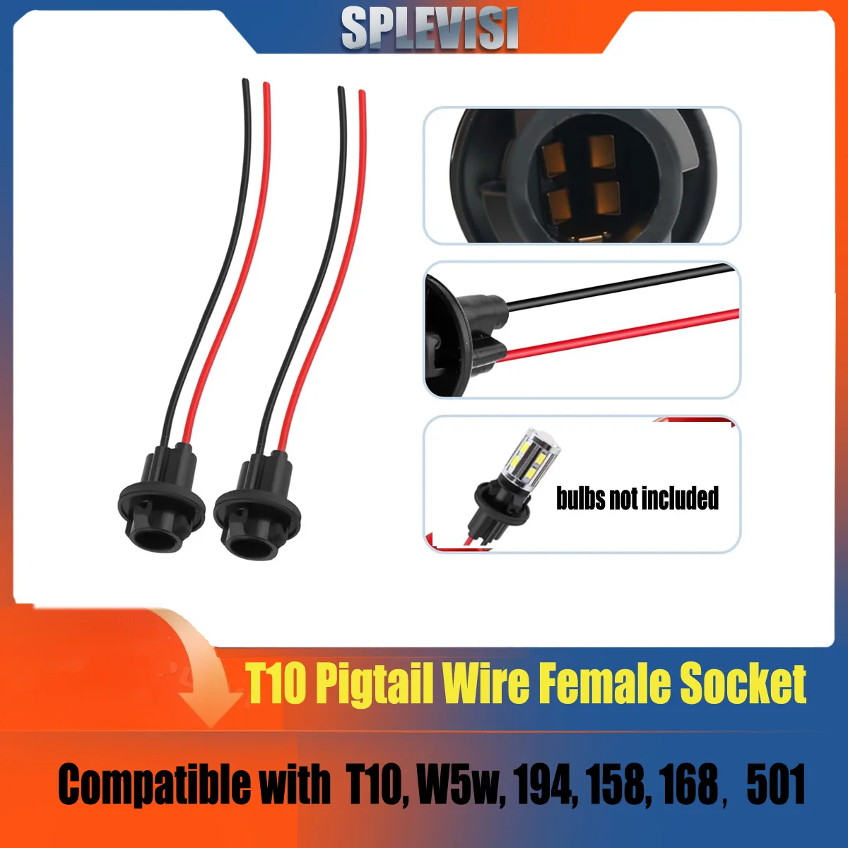 

T10 194 912 Socket Extension Harness,Tail Light Socket with Wire Harness,Side Marker Light Sockets Replacement Car Accessories