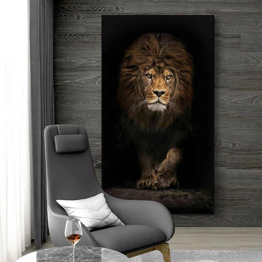 Black White Lion King Canvas Painting Animal Prints Art Canvas Poster Wall Art Mural Picture For Living Room Decor Cuadros