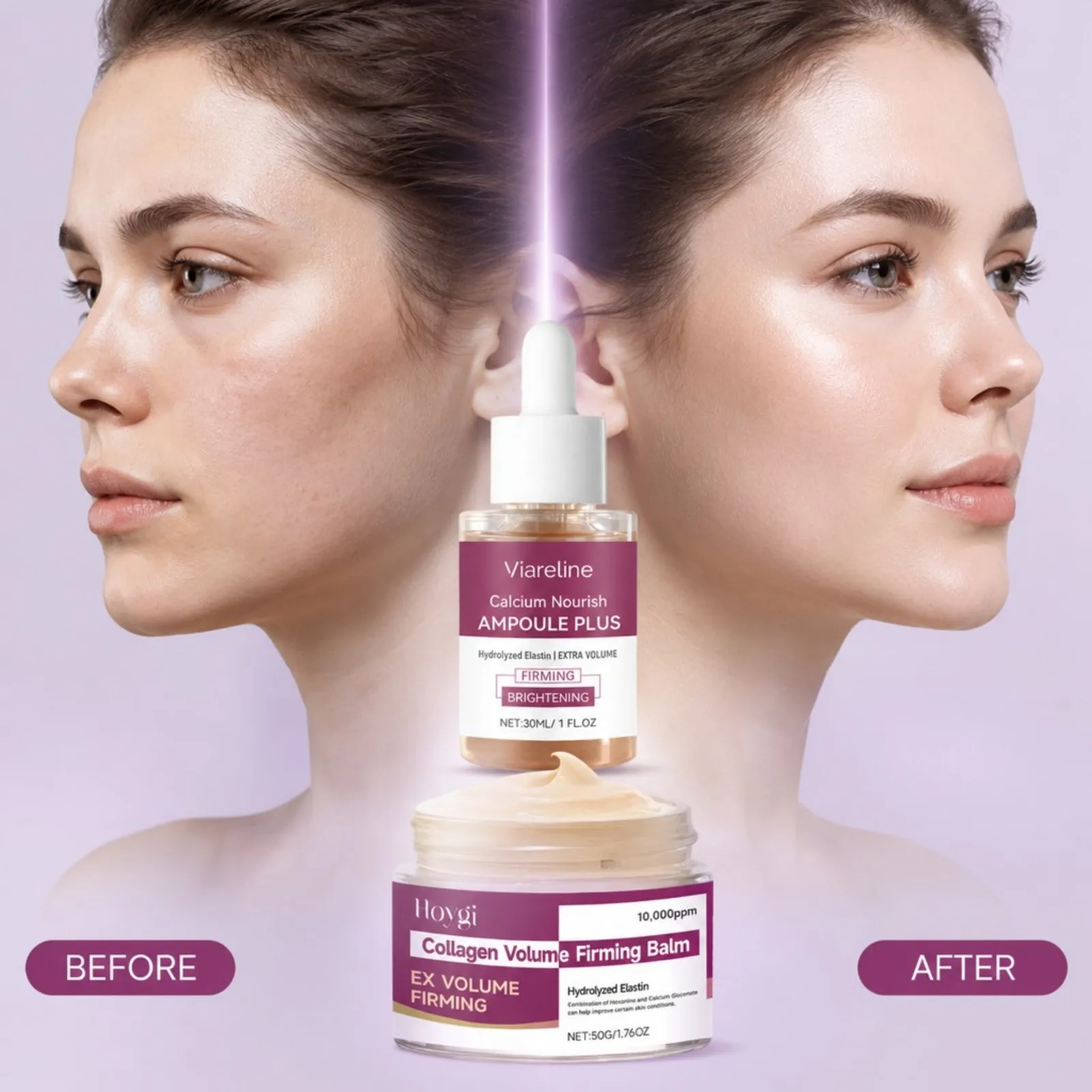 Calcium Volume Skincare 4er-Set - Multi-Balsam/Ampulle/Festigende Creme/Augencreme zur Reduzierung feiner Linien und Reparatur der Hautbarriere, koreanische Hautpflege – Detail 6