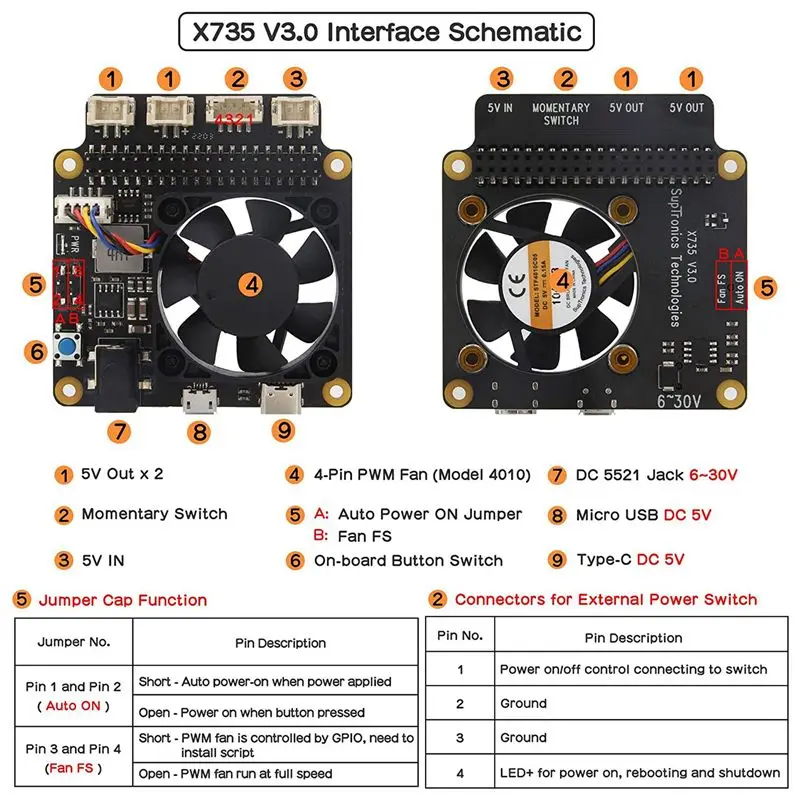 (A96Z] X735 V3.0 RaspberryPi 4B X825 NAS 2.5인치 SATA 하드 디스크 SSD 전원 확장 보드용 전원 관리 확장 보드 썸네일 2