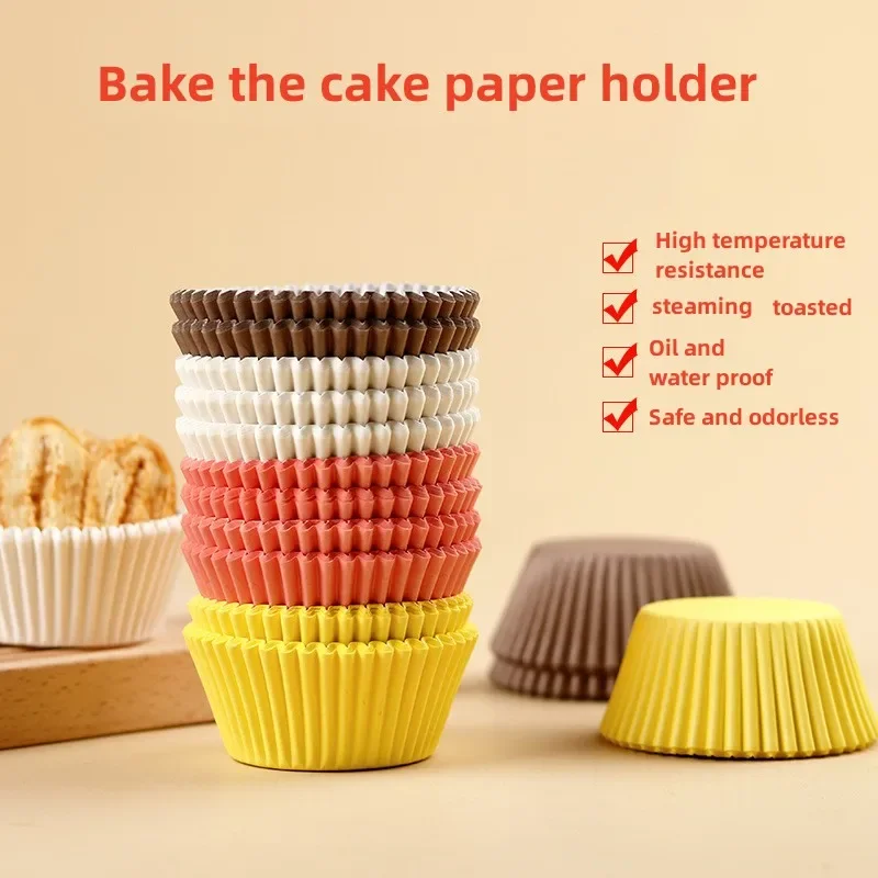 100Pcs Baking Paper Cupcake Moulds Food Grade Material ​Muffin Cupcake Holder Disposable Greaseproof Waterproof Baking Dessert