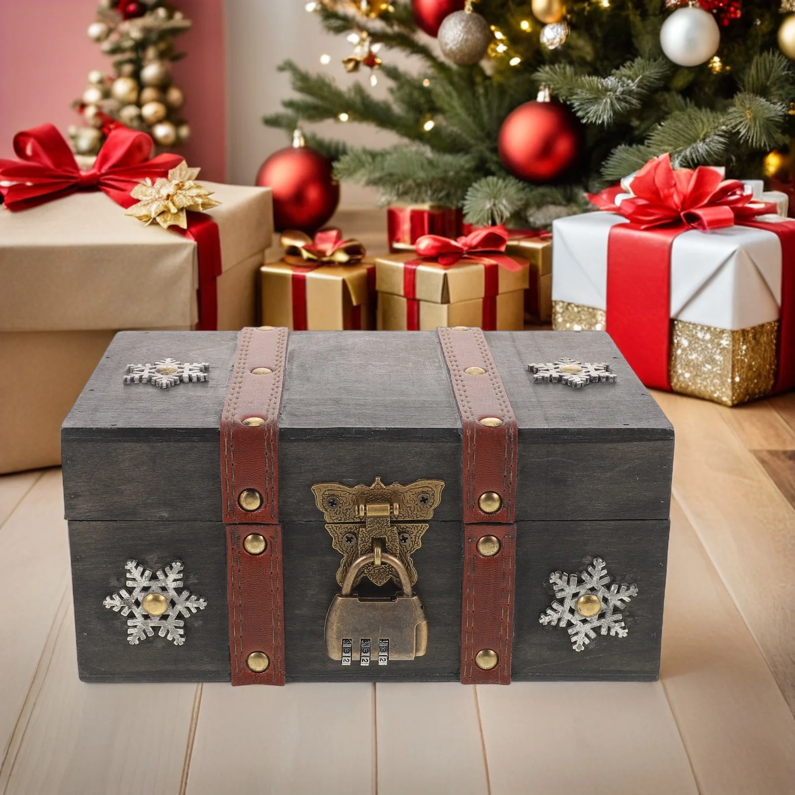 

Винтажная запираемая деревянная шкатулка для драгоценностей, сундук с сокровищами, декоративный органайзер для хранения, футляр на память, деревянная шкатулка для хранения ювелирных изделий