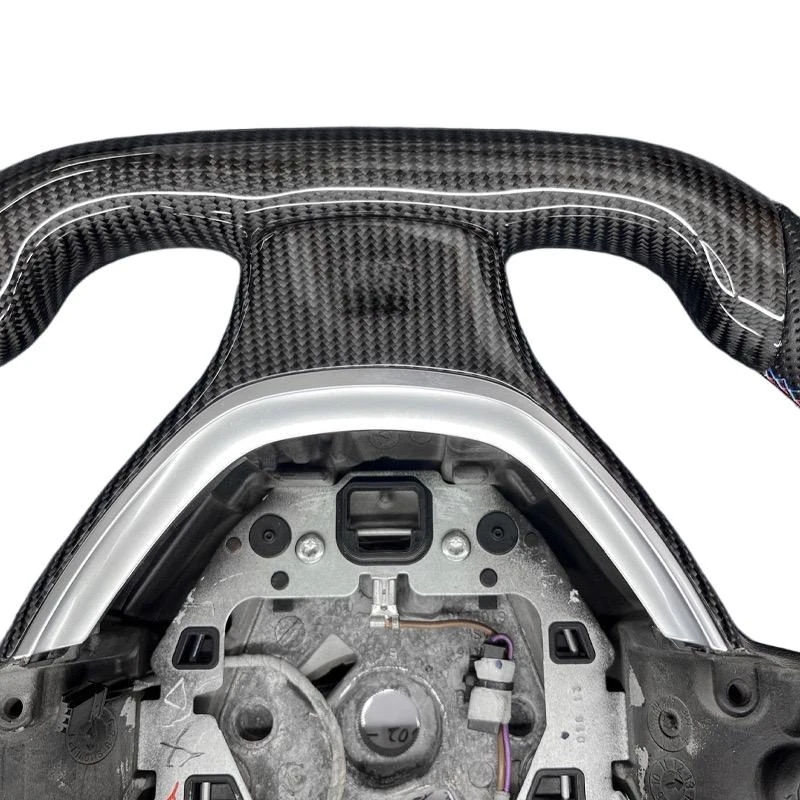 Sport Leather & Carbon Fiber 3 Spoke 35mm Grip Steering Wheel Fit for F30 F10 E Chassis 3er 5er Plug-and-Play Modified