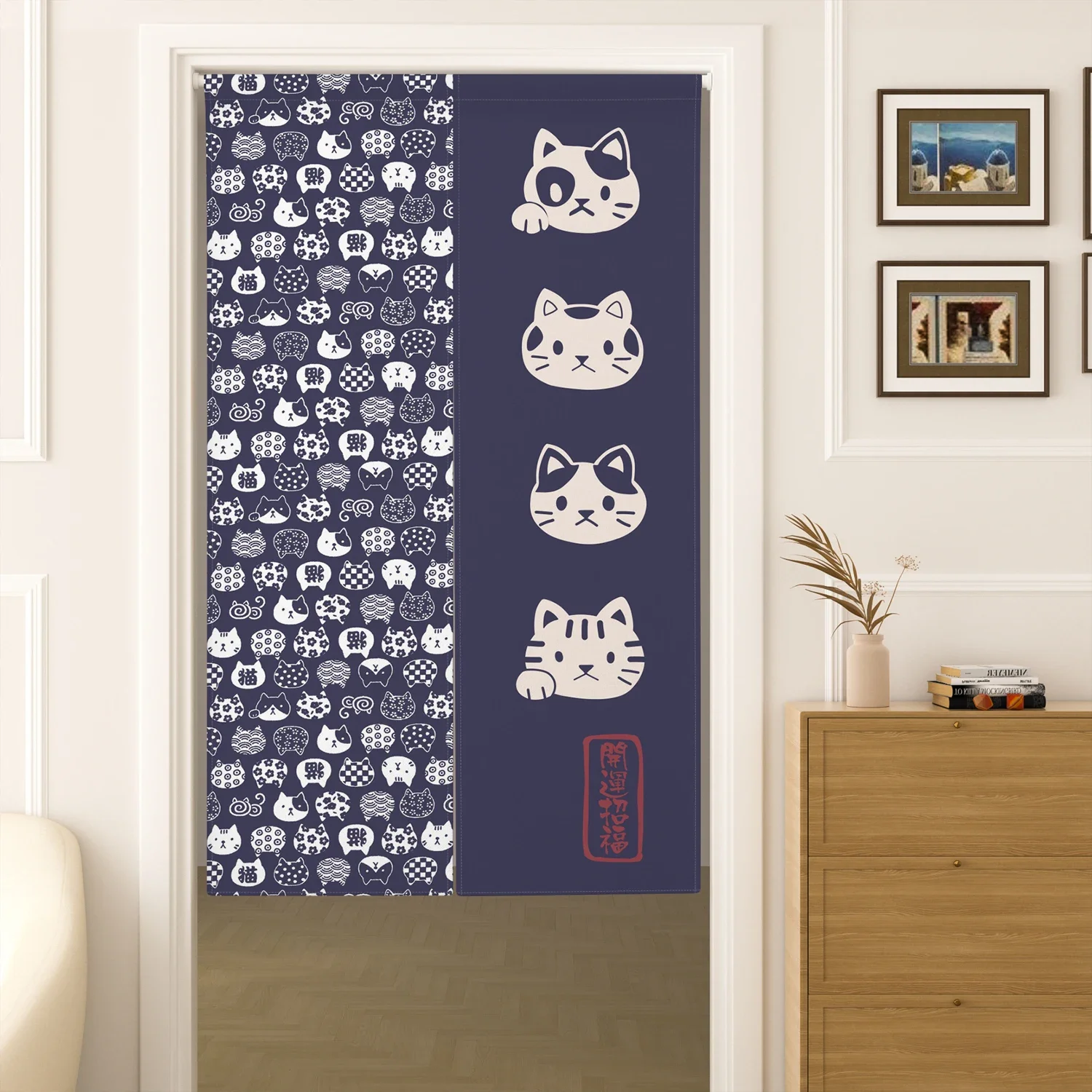 Cloud Wave Pattern Japanese Door Curtain Ukiyo-e Bathroom Kitchen Living Room Doorway Partition Blackout Opaque Half Curtains