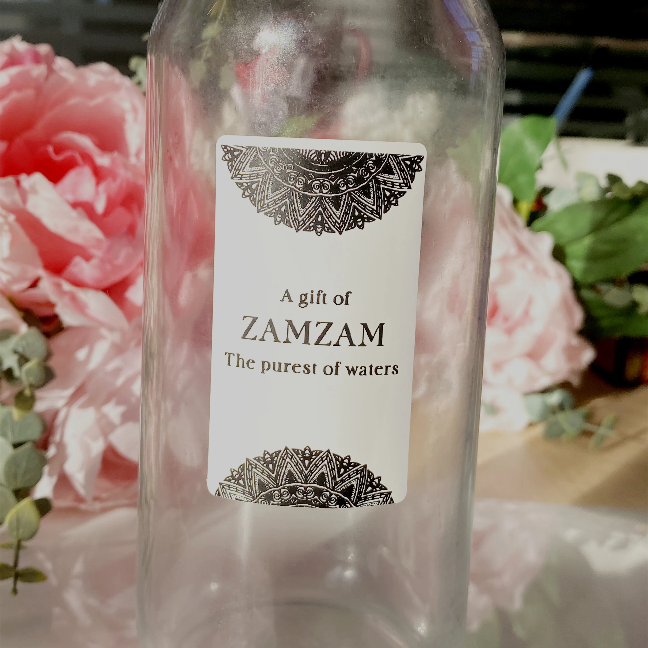 30 Personalize ZAM ZAM Water Bottle Stickers Party Islamic Wedding Favour Gift Label Seal