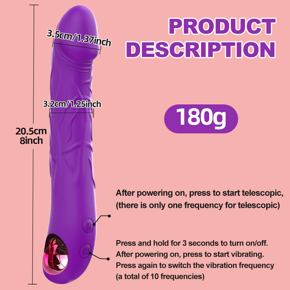 هزاز تلسكوبي 10 أوضاع للنساء محرك عالي السرعة G-Spot ذروة دسار تهتز أنثى الاستمناء لعبة الجنس الكبار للمرأة