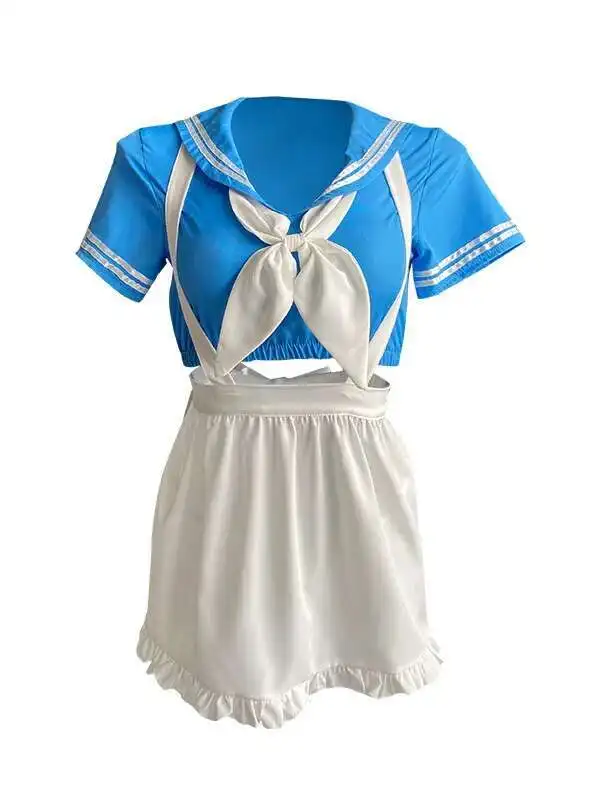 الحلو لطيف فتاة فستان قصير تي شيرت مثير أكاديمية نمط طالب فتاة موحدة الرغبة النقية النساء الملابس فستان أنيق الكورية B5SF