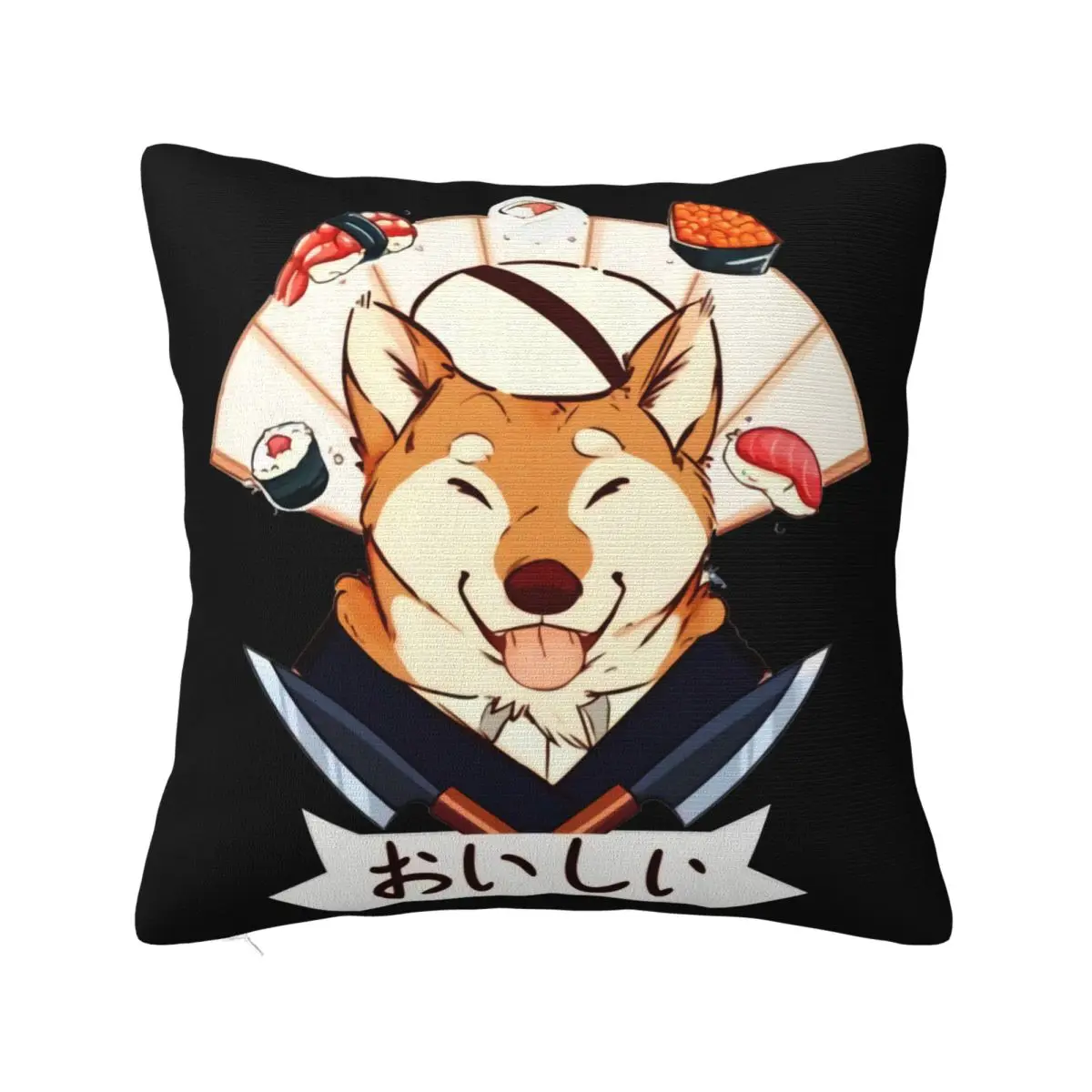 Japan Style Men Yummy Sushi Akita Dog Chef Print Summer White Harajuku Clothingmen Ma Pillow Case