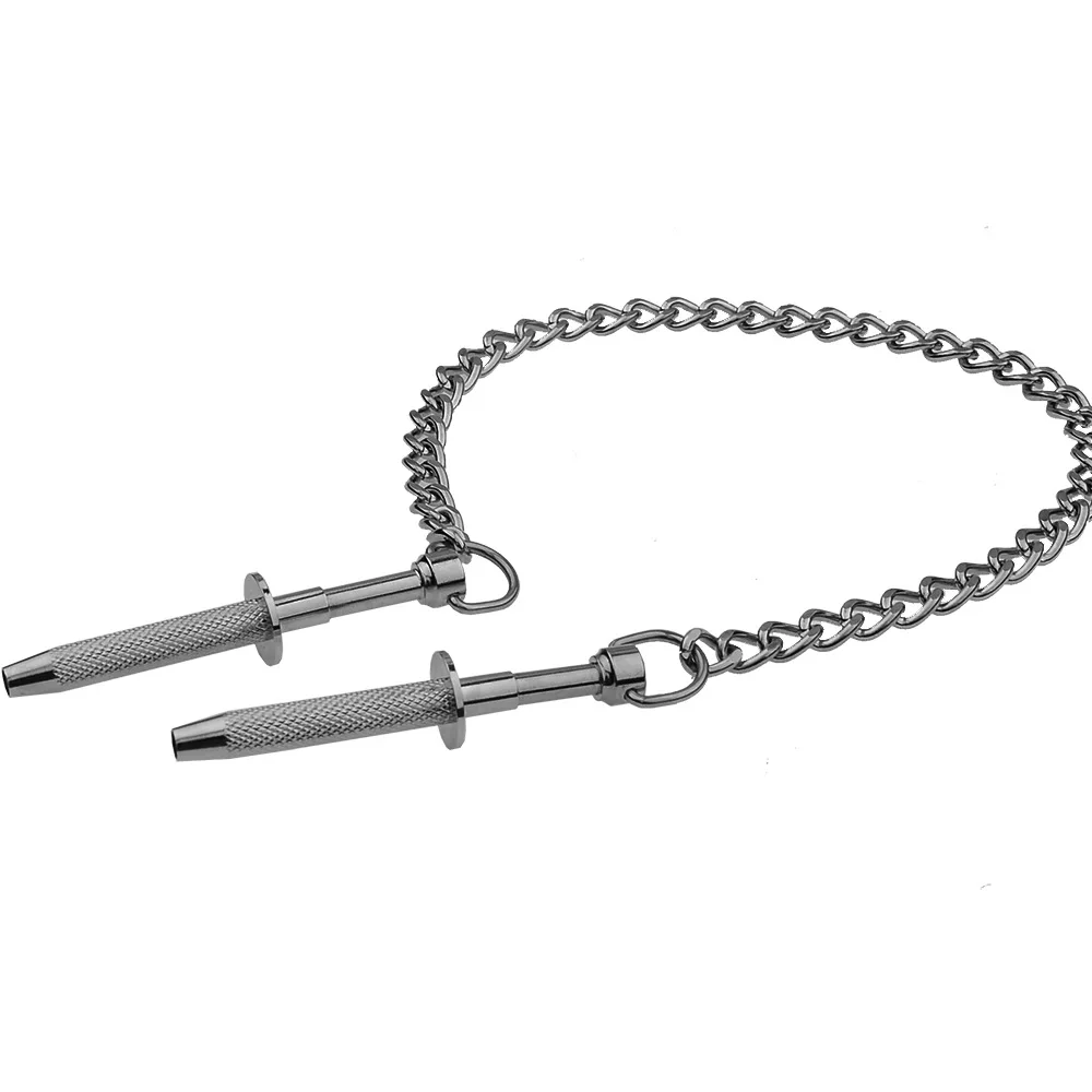 Grampos de leite mamilo de aço inoxidável com corrente metálica BDSM Bondage, brinquedos sexuais para casais, clipe de lábios mamários, escravos