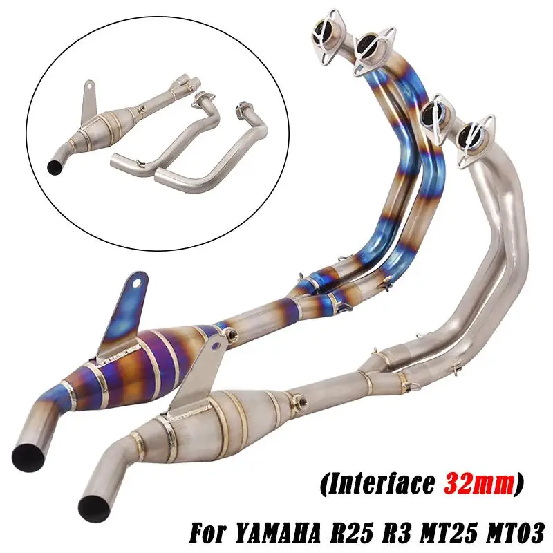 

Connect Original Muffler For Yamaha YZF R25 R3 MT25 MT03 Motorcycle Exhaust Front Link Pipe Titanium Alloy Header Tube Slip On