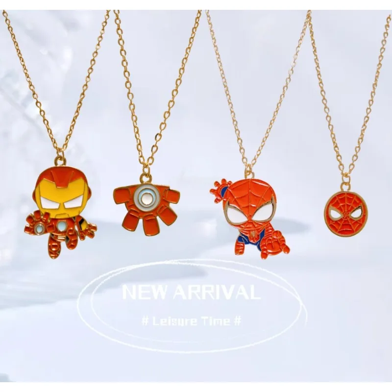 Marvel Iron Man Necklace Anime Character Spider Man Marvel Legend Pendant Product Decoration Surrounding Children Birthday Gifts