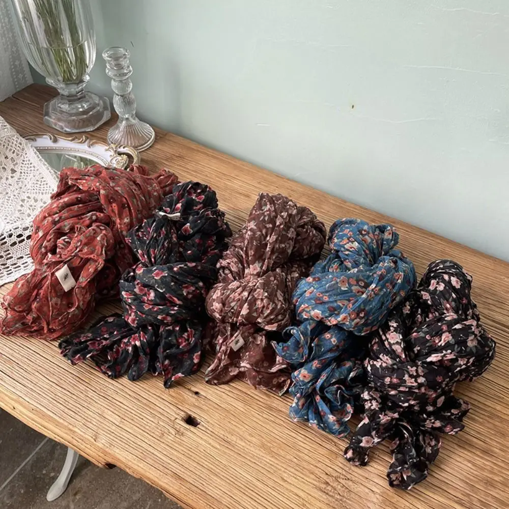 Immagine 5: Moda inverno caldo sciarpa casual scialle cotone lino patchwork sciarpa donna sciarpa a pieghe lunga sciarpa quadrata floreale scialle