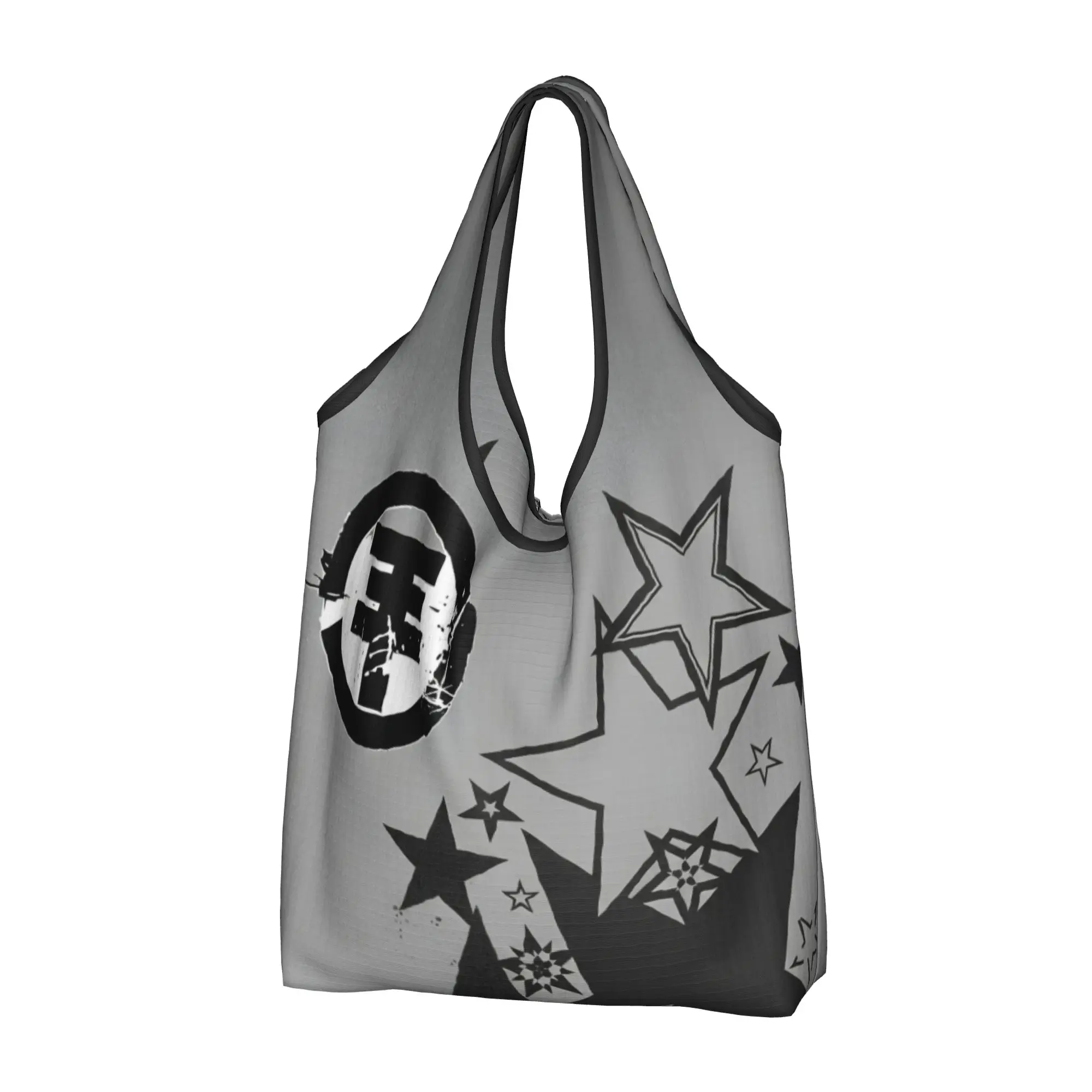 Reusable Hot Pop Rock Music T-Tokios H-Hotels Shopping Bag Women Tote Bag Portable  Grocery Shopper Bags