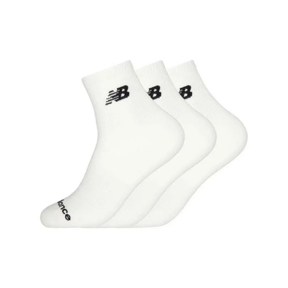 

New Balance Comfortable, Soft, Non-Slip, Durable, Stylish, Skin-Friendly Short Socks (Unisex) 3-Pack, White LAS51423-WT