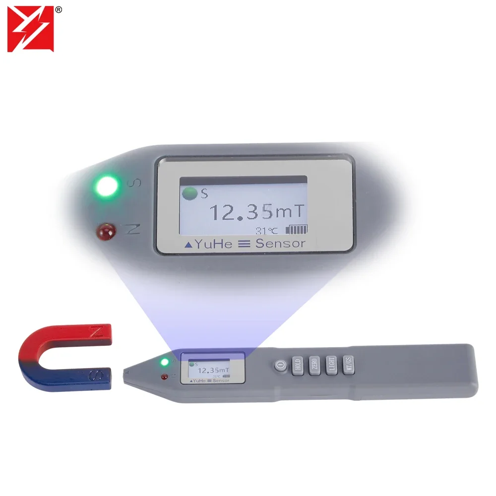 Capteur de tête de poteau de champ magnétique isolé ± 1% 0.001mT, détecteur de Gauss, magnétomètre 0-2500mT, Compensation de température