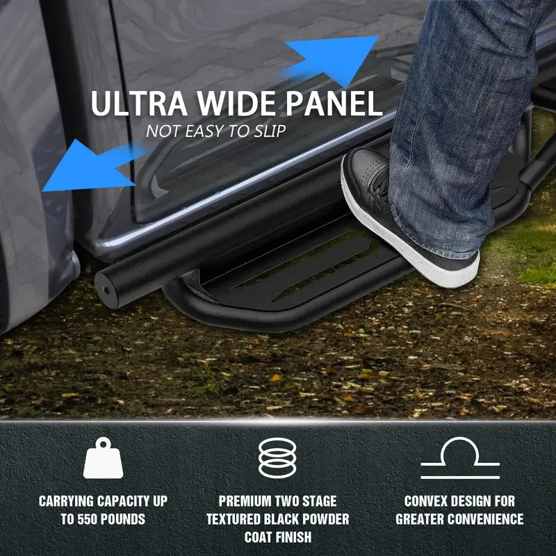 High Quality Side Steps 2 Stairs Step Plates Fit 2018-2025 Wrangler JL JLU Unlimited 4 Doors Compatible 4XE Model - view 3
