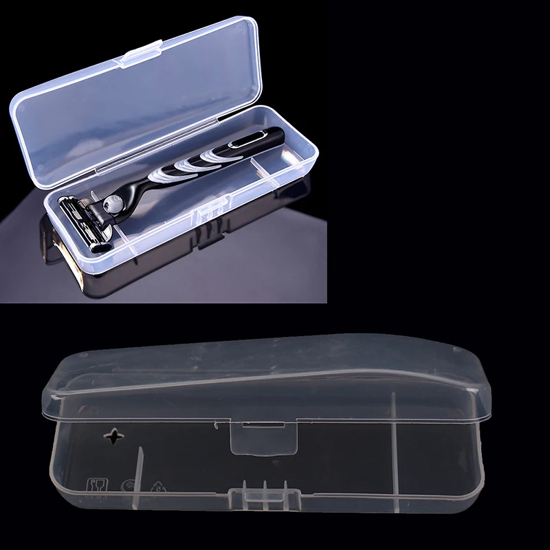 Men Universal Shaver Storage Box Handle Box Full Transparent Plastic Case Razor Boxs Eco-Friendly PP Shaving Box