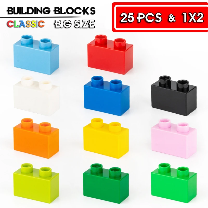 

25pcs large size 1*2 hole building block accessories compatible with classic building blocks children's educational toys