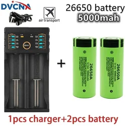 New high-quality 26650 battery 3.7V5000mAh large capacity 50A lithium-ion rechargeable battery,for 26650A LED flashlight+charger