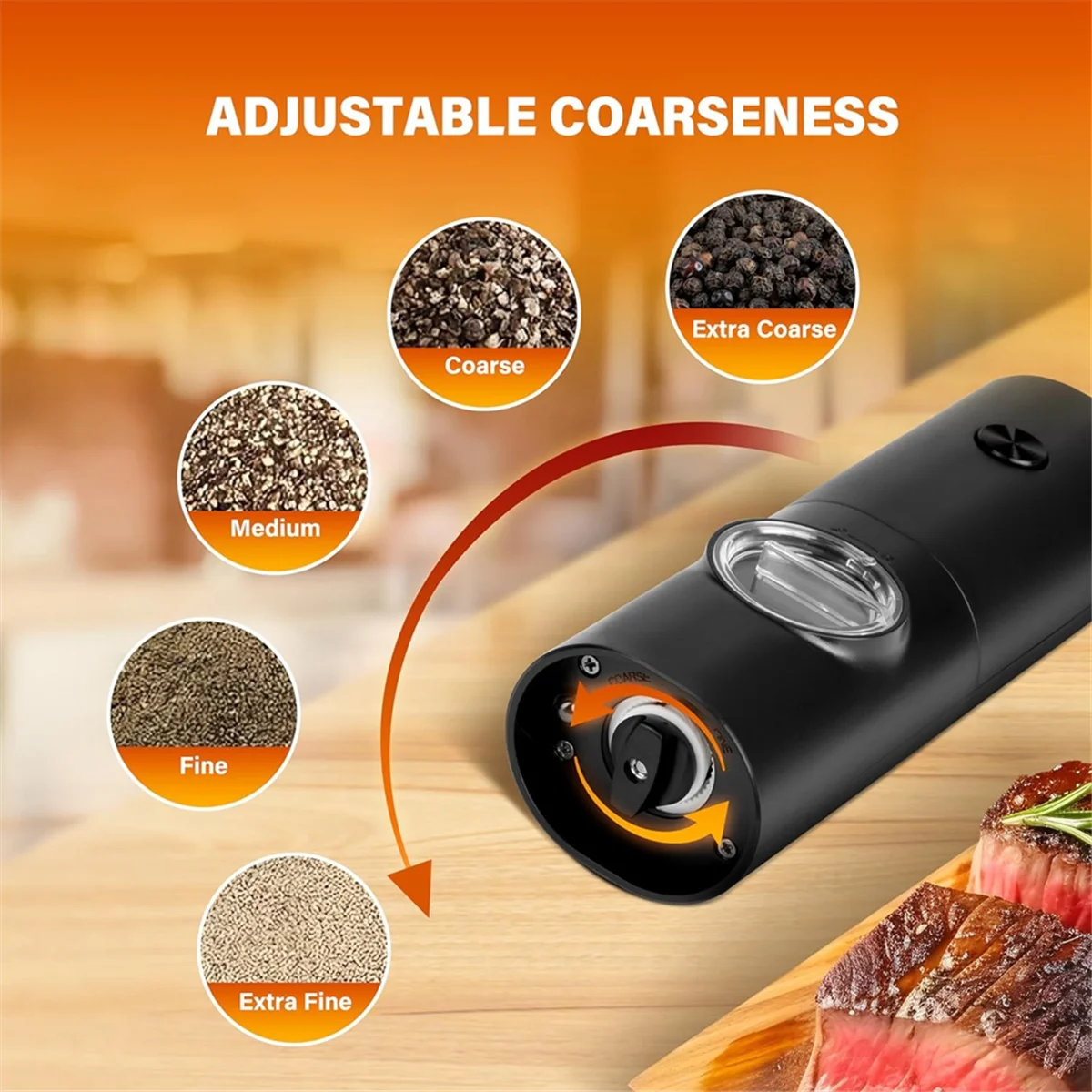 Electric Salt and Pepper Grinder Set, Single Hand Adjustable Coarseness, Battery Powered with Stand, Seasoning Tools HOT