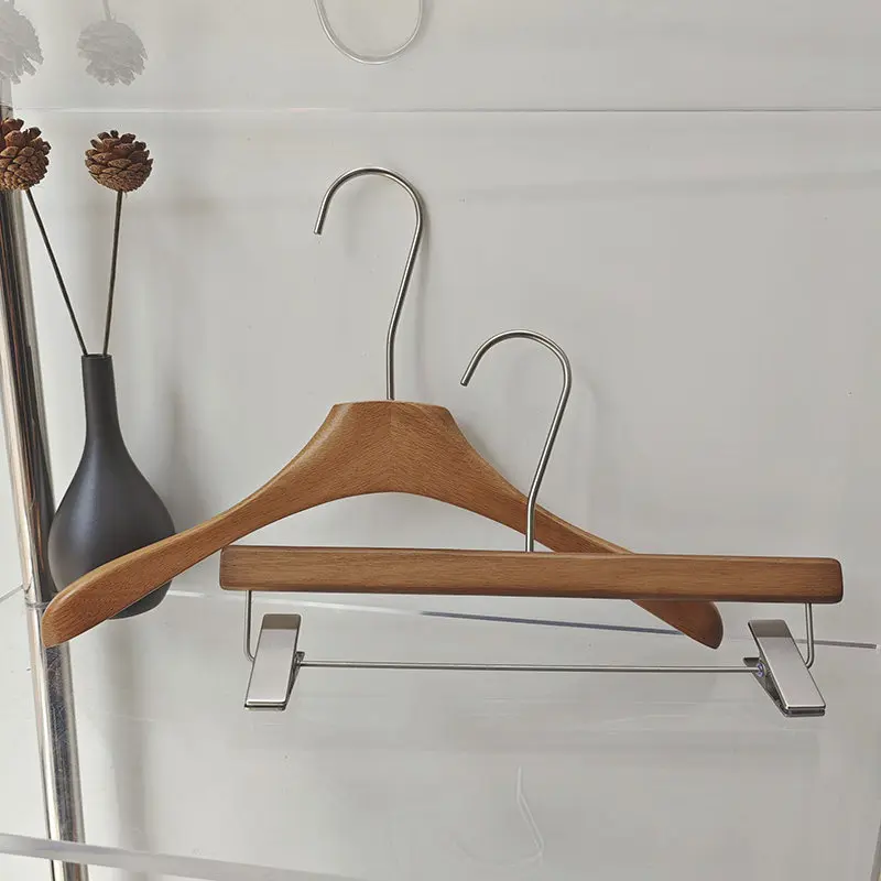 

10pcs Wood Clothing Stores Hangers Women's Clothing Stores Non-slipTraceless Men's Clothing Support Trouser Rack Customization