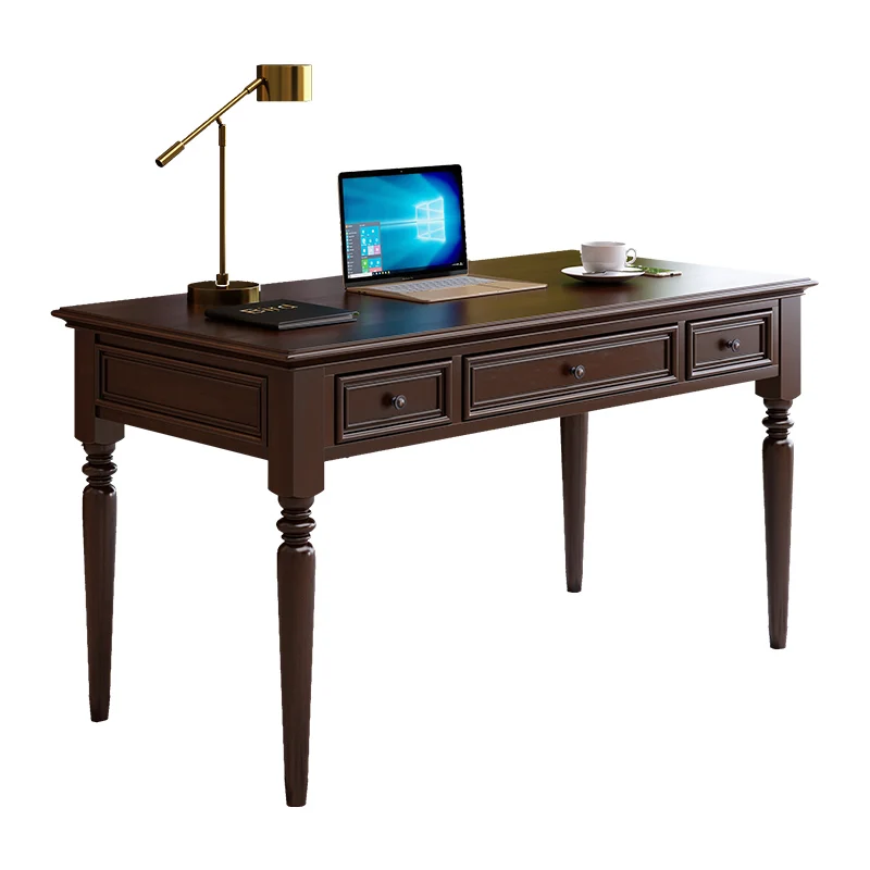 

American retro black walnut solid wood desk adult desk desk