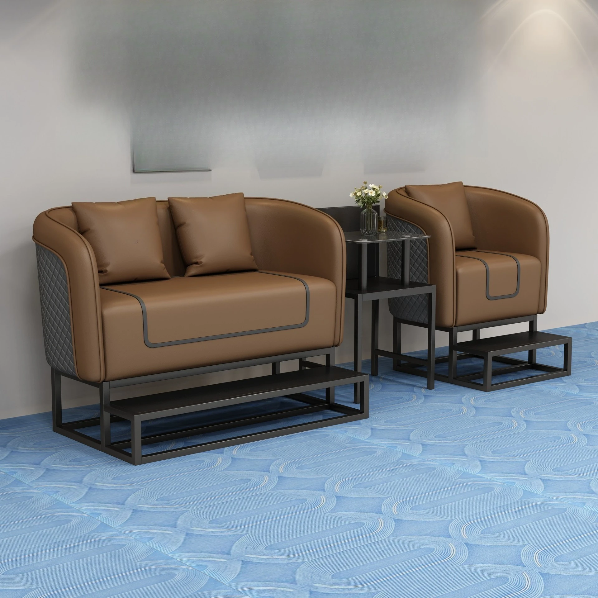 Sofá sofisticado na sala de bilhar, combinação de sofá na sala de xadrez e cartas