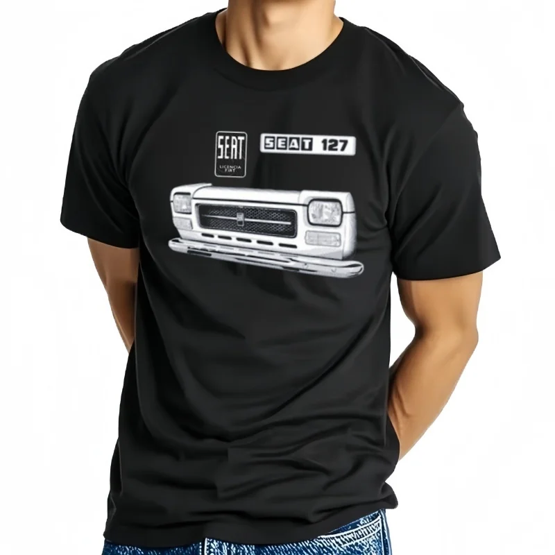 Venta caliente clásico España coche S E A T 127 cara frontal camiseta. Nuevo Camiseta 100% de algodón de manga