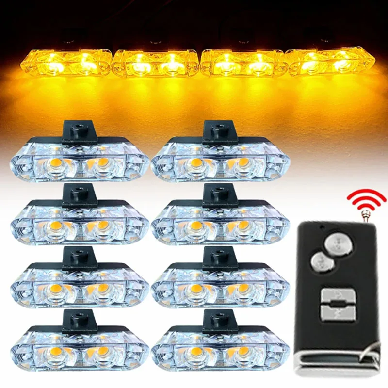 8 LED car clip signal lights, General Motors front grille emergency flashing lights, lane opening warning flashing lights, DIY a