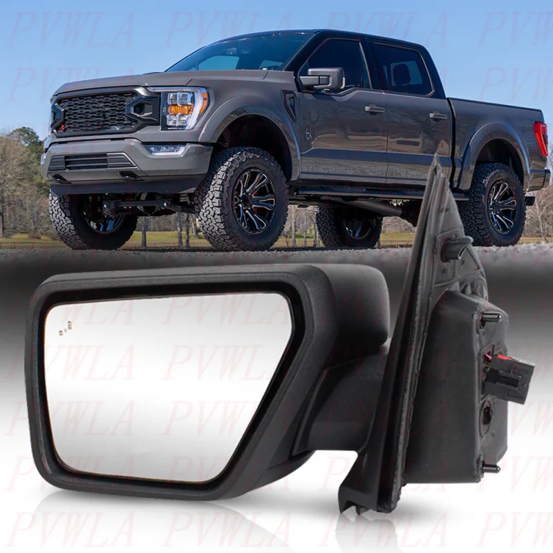 

For Ford F150 2021 2022 2023 2024 2025 ML3Z17683SA Left Side 11 Pin Satin Black Blind Spot Puddle Lamp Mirror Assembly