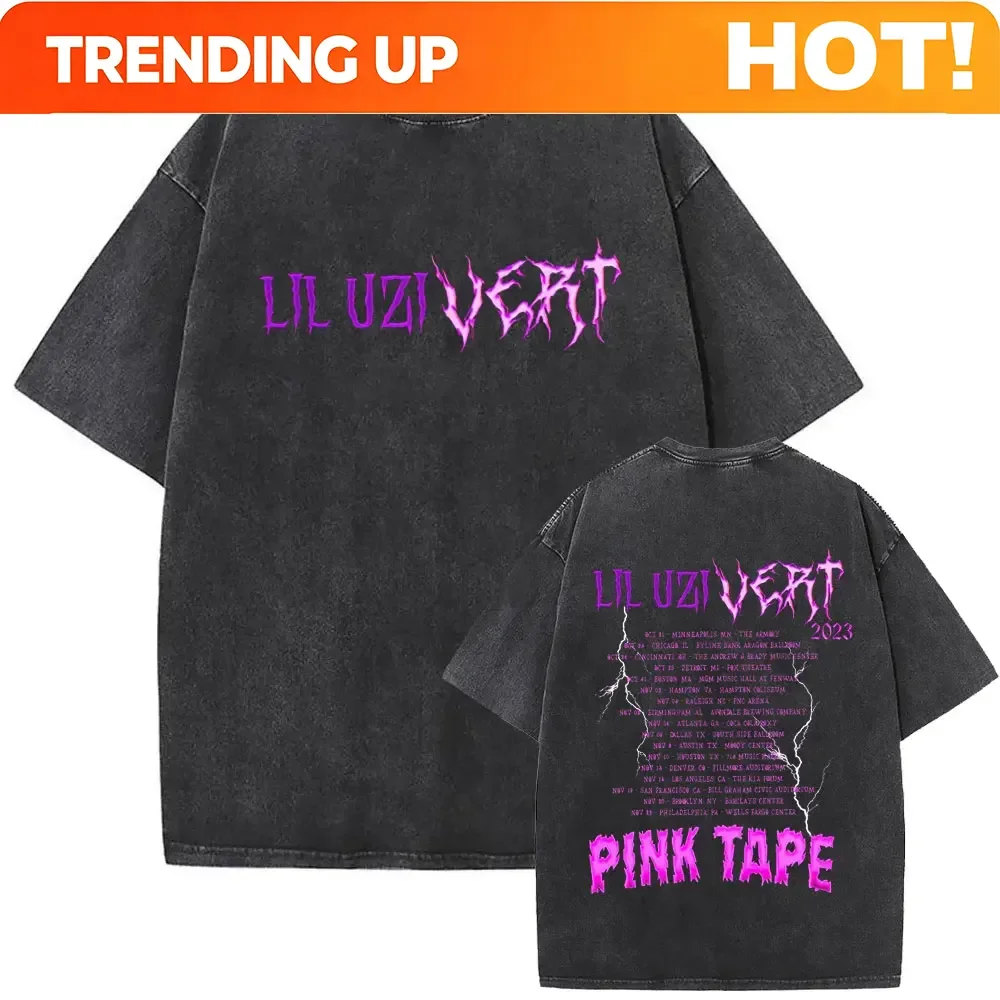 Customization Washed Vintage Rapper Lil Uzi Vert World Tour 2023 T-shirt Men Women Hip Hop Fashion Retro Streetwear Casual Overs