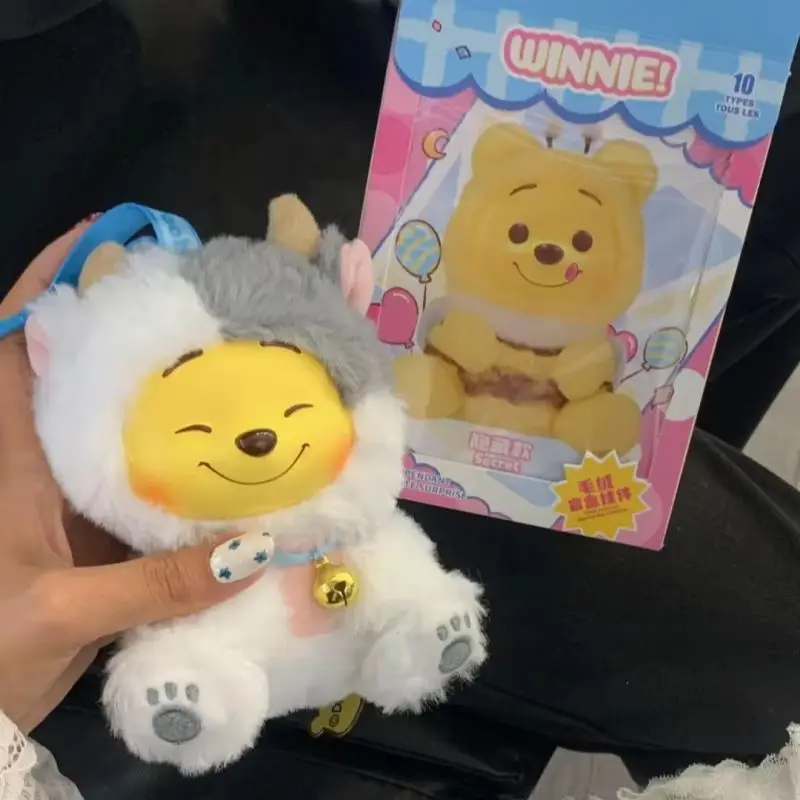 متوفر في المخزون MINISO ويني سلسلة الحفلات صندوق أعمى الفينيل الوجه المفاتيح دمية سر رائعتين هدية عيد صندوق أصلي أصلي