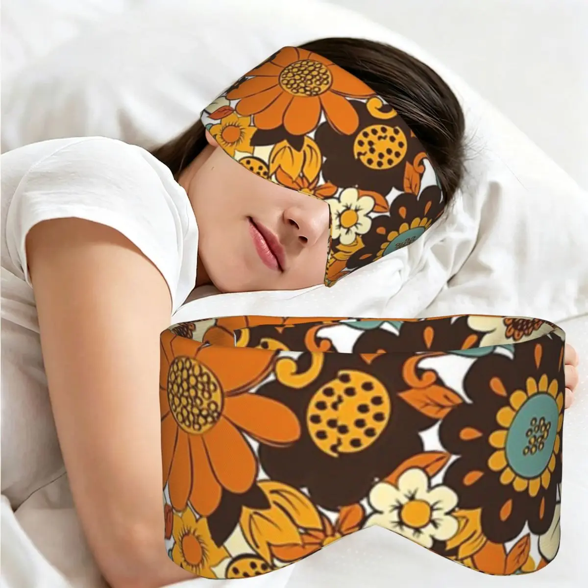70s 60s Retro Flower Power, Floral Pattern sleep eye mask Portable Eye Cover for Girls Boys Office Nap Party Eyeshade eyepatch