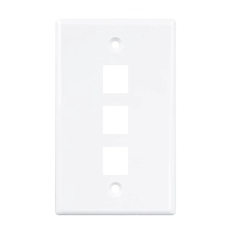 Placa de pared de 3 puertos Ethernet, placa de pared RJ45 con inserto de acoplador en línea Keystone RJ45, Cat6, 1 paquete