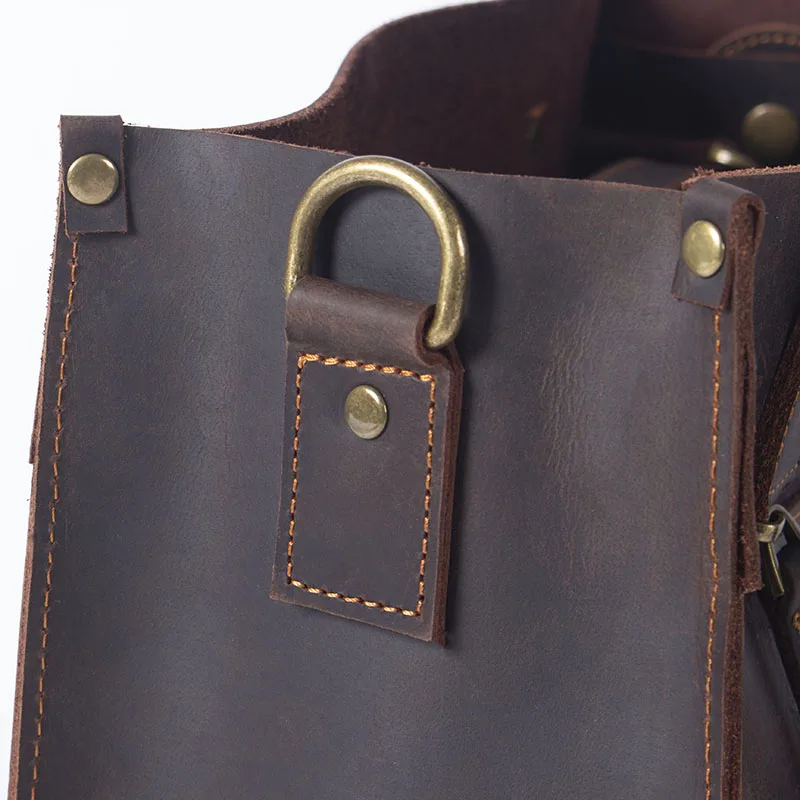 S.WORKER Vintage Echtleder Herren-Handtasche Rindsleder Aktentasche Schultertasche Handgefertigte Tragetasche 2020 NEU Crazy-Horse-Leder – Detail 18