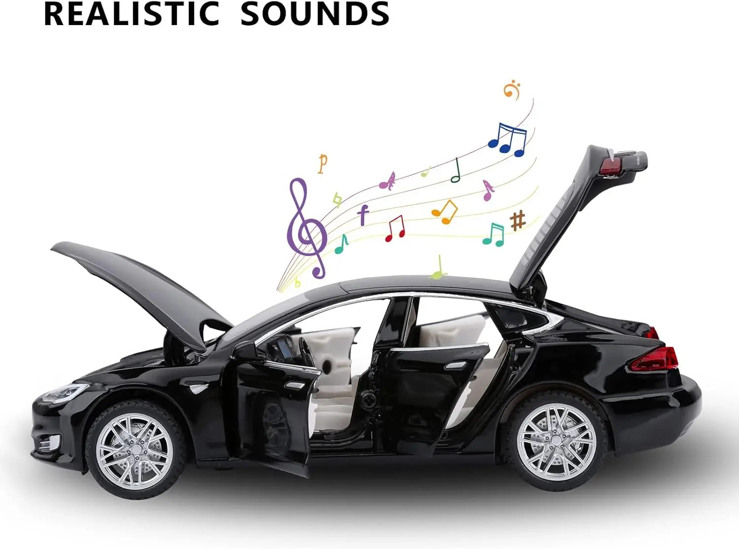 Toy Cars Model S Die Cast Metal Model Cars with Door Open Light and Sound Pull Back Car Toys for Boys and Girls