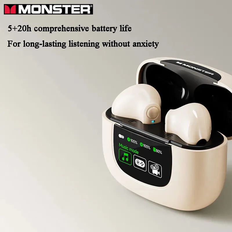 Top MONSTER XKT20 auricolari Bluetooth Wireless 5.4 versione LED Display digitale intelligente schermo riduzione del rumore auricolari da gioco