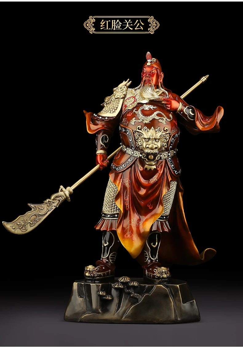 Europe America Asia High grade buddha Home store company Shrine Good luck God of wealth GUAN GONG Color copper statue amulet
