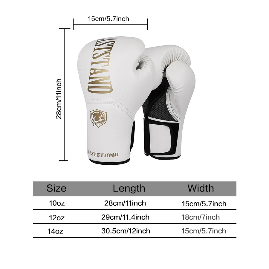 LASTSTAND الرجال النساء 8 10 12 14 16 أوقية قفازات الملاكمة بو الجلود الملاكمة التايلاندية MMA مهنة كيك بوكسينغ الكبار الرمل قفازات التدريب
