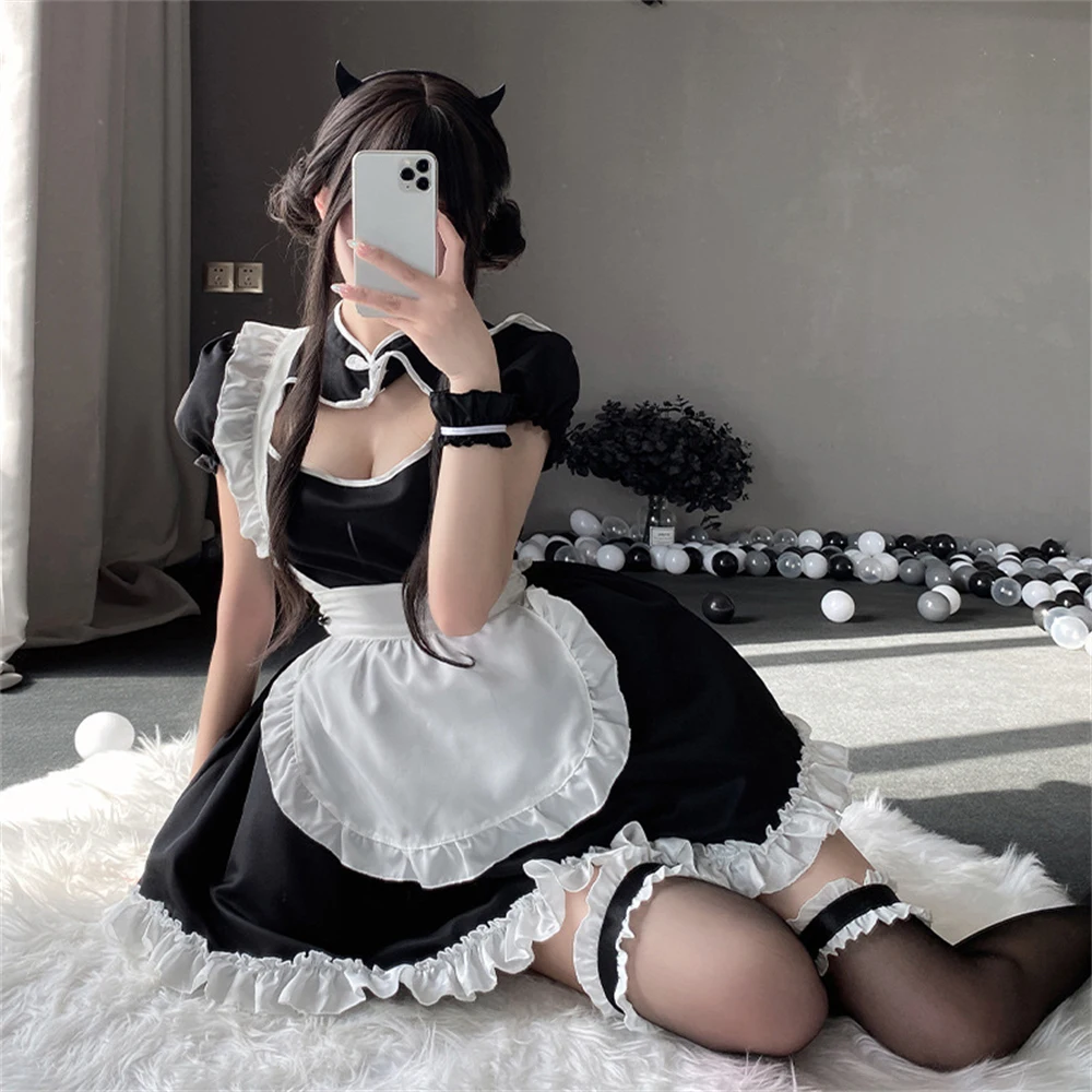 Robe de femme de chambre traditionnelle de style chinois, uniforme de cosplay anime Lolita, serveuse de restaurant, jolie fête, costume de jeu ply imbibé