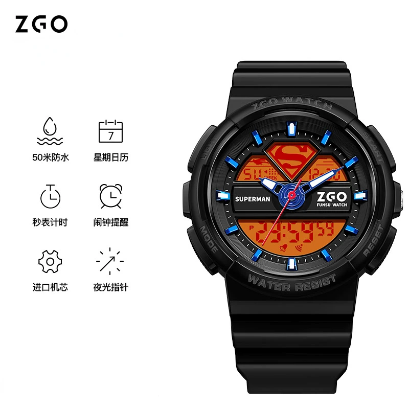 ZGO-Montre de sport étanche pour étudiants, modèle de joint de film cancers, montres à quartz électroniques