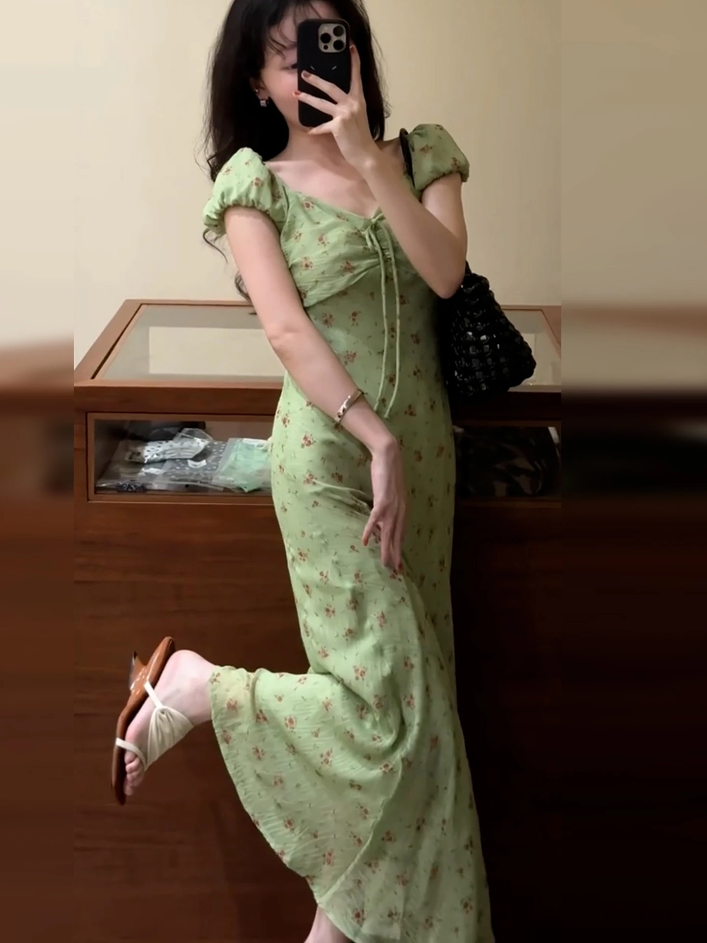 花柄プリント ベルト付き レディース サマー 2025 デザインセンセーション スモールエンス ジェントル ホリデー スレ ロングドレス