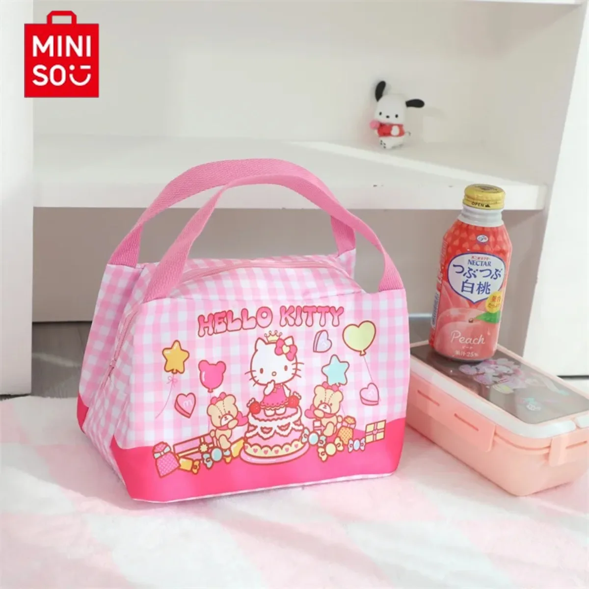 MINISO Cinnamoroll My Melody Hello Kitty Pochacco Hand-Held Lunch Insulated Bento Bag Box School Office Worker Cute Cartoon Gift
